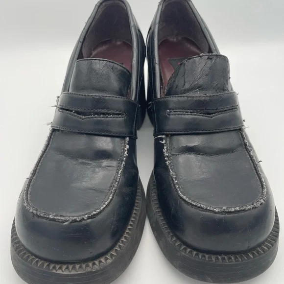 Women's Black Chunky Heel Loafers Bongo - Picture 2 of 8